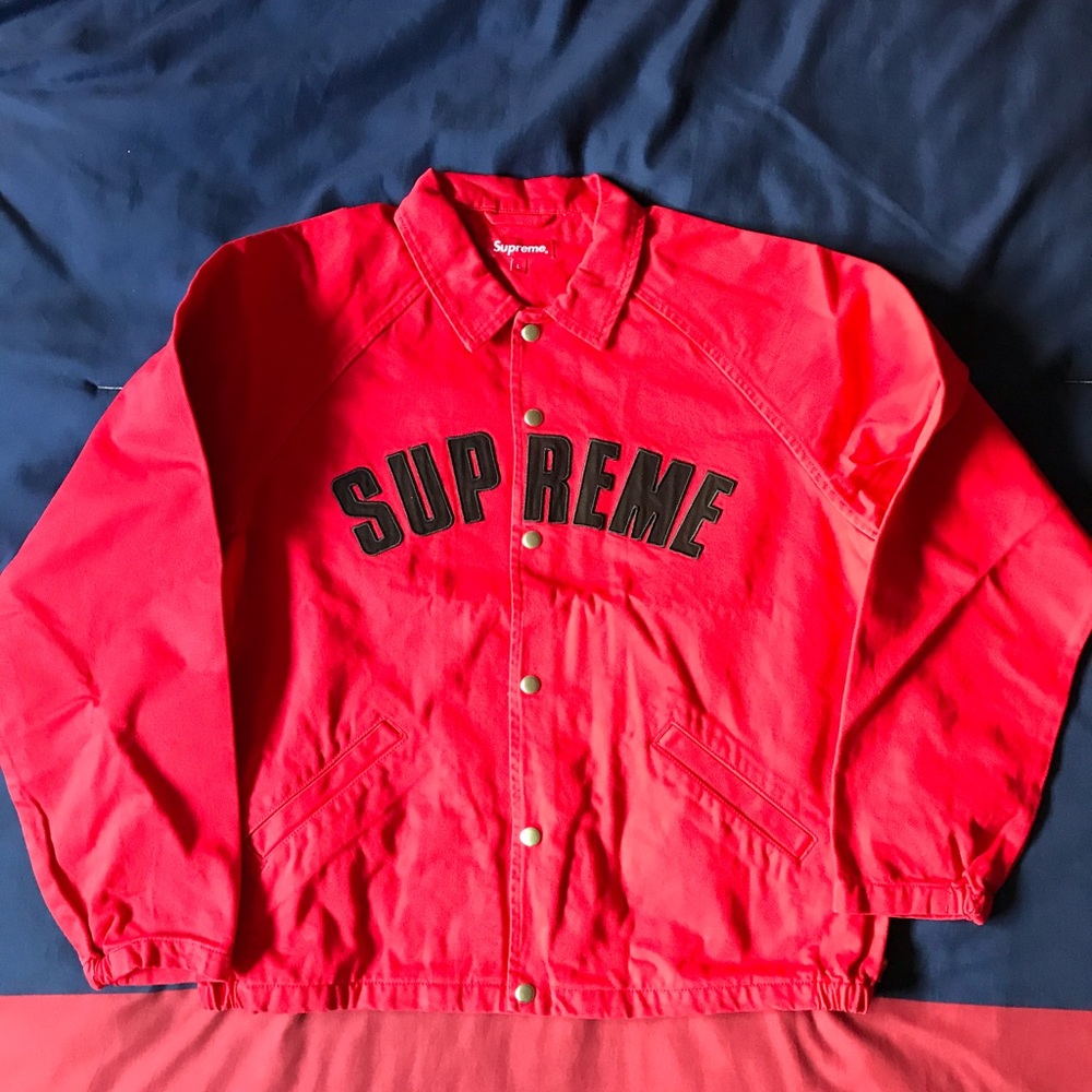 Supreme Snap Front Twill Jacket Red